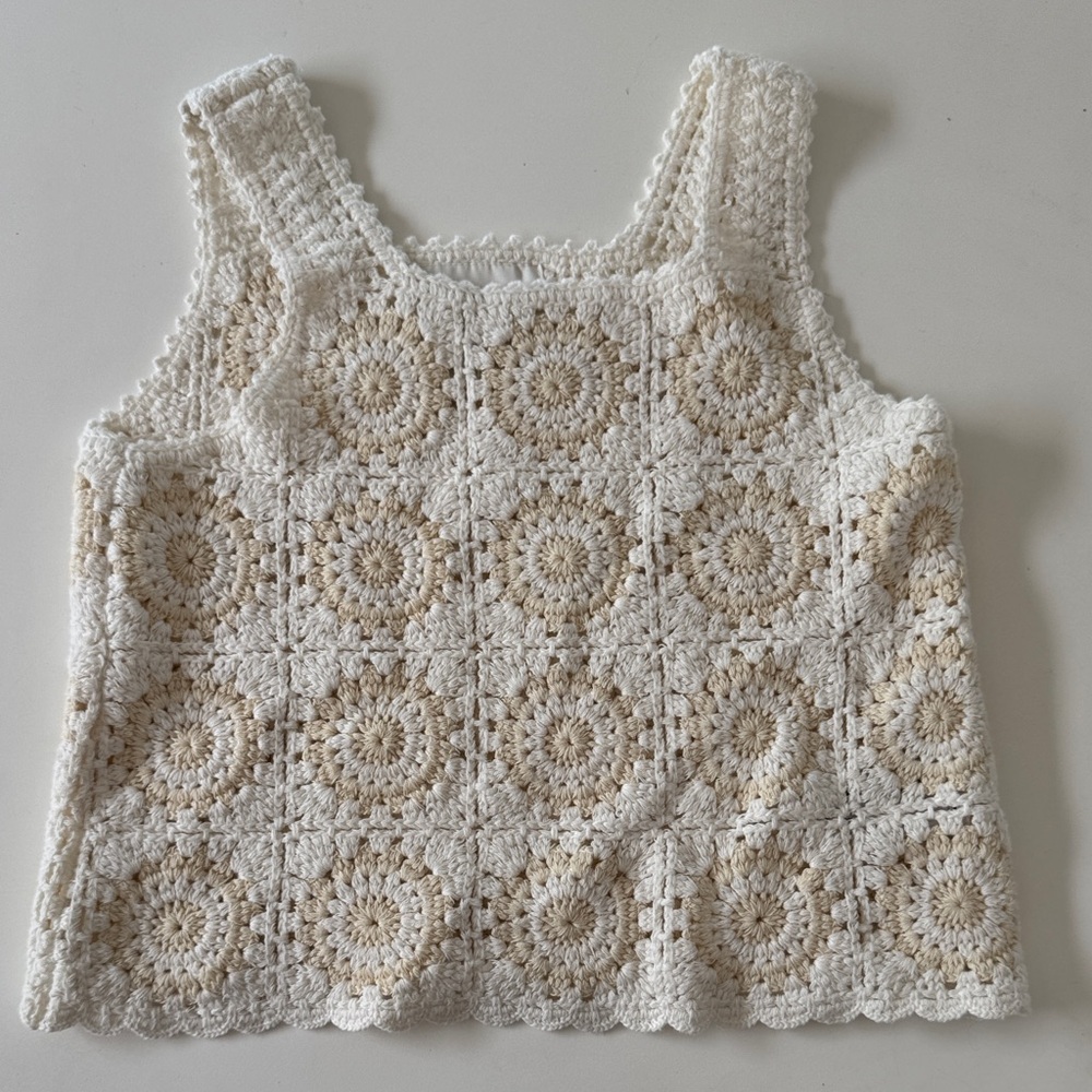 Zara Kids Crochet Tank Top - Cream and Tan